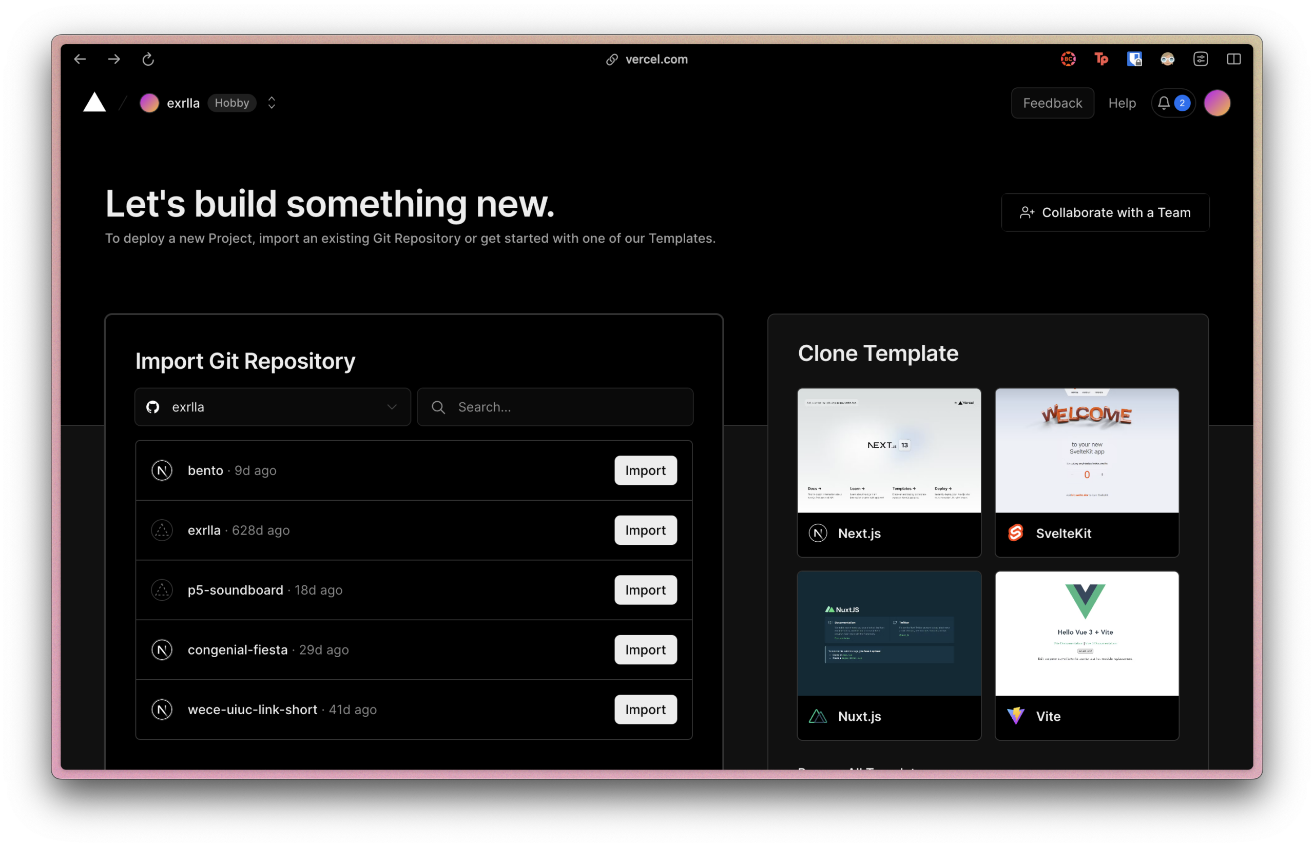 tampilan situs vercelapp
